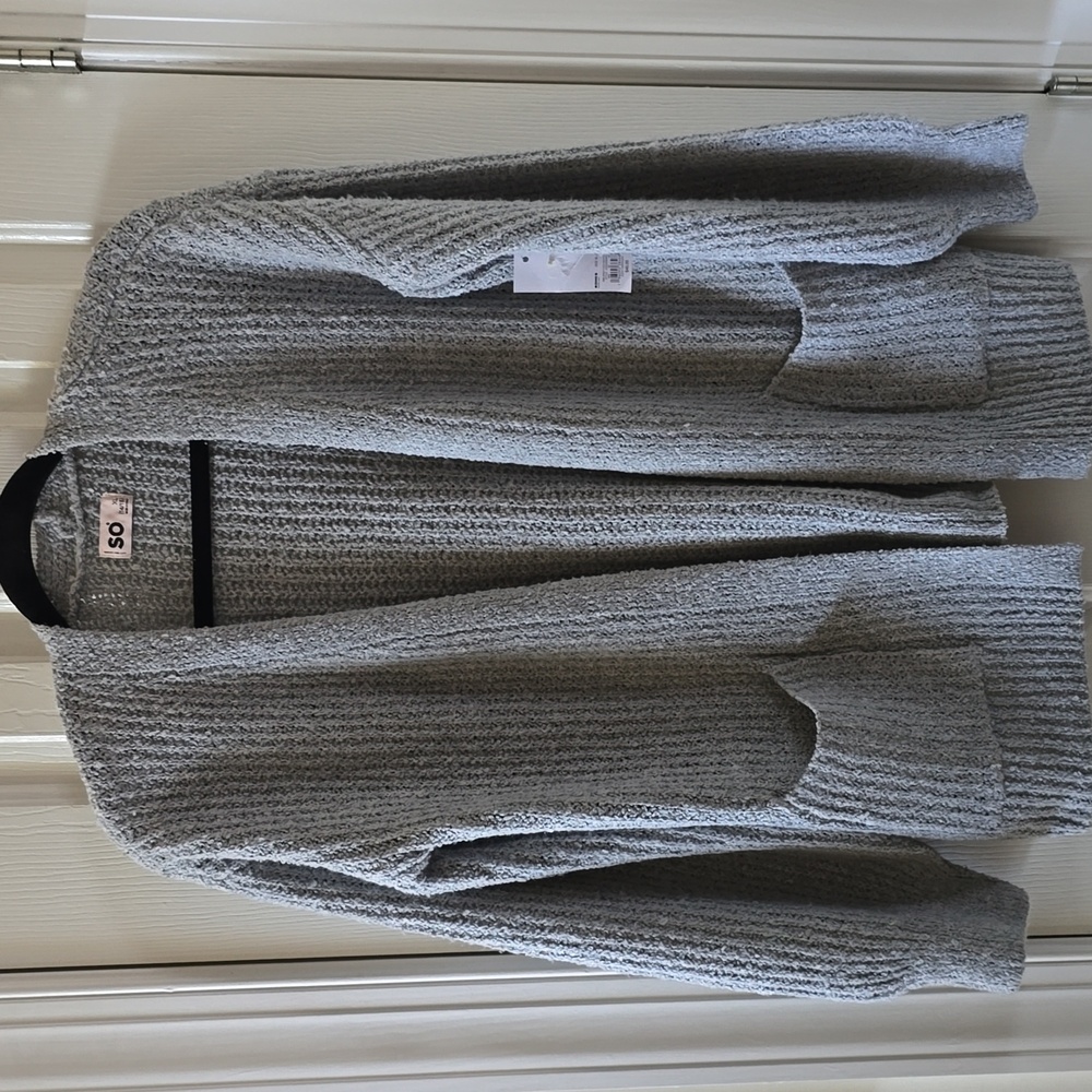 SO BRAND GIRL'S GRAY OPEN CARDIGAN SWEATER SIZE XL 14/16